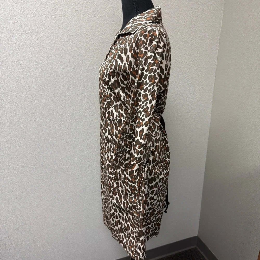 Tory Burch Leopard Print Shirt Dress Belted Cotton Safari Chic Size 8